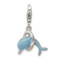 thumbnail image 3 of 925 Sterling Silver Blue Enameled Dolphin Charm Pendant, 3 of 5