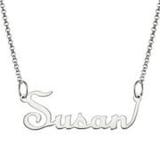 Personalized Planet Women's Silvertone or Goldtone Script Nameplate Necklace, 18"