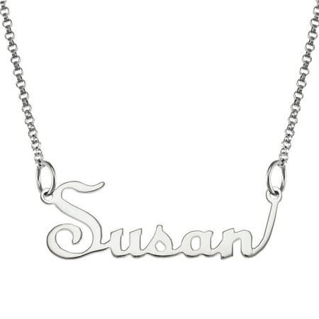 Personalized Planet Women's Silvertone or Goldtone Script Nameplate Necklace, 18"