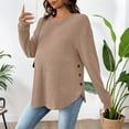 thumbnail image 4 of Fnooota Maternity Long Sleeve Tops, Knitted Stretchy Loose Fit Crew Neck Pregnancy Clothes Khaki Size S-2XL, 4 of 7