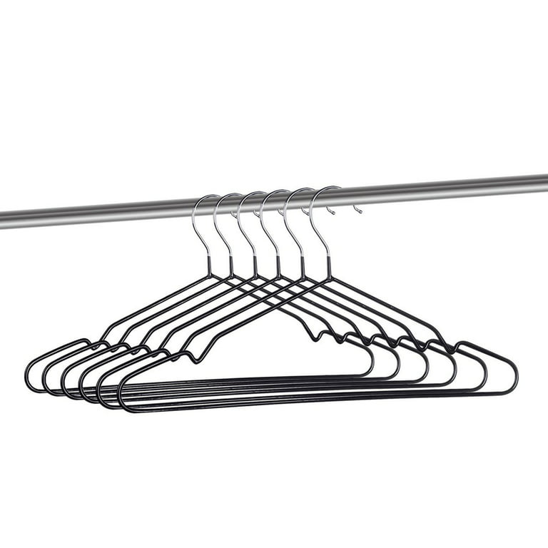Kabudar Metal Hangers Non-Slip Suit Coat Hangers Chrome and Black Friction,  Metal Clothes Hanger with Rubber Coating, 16 Inches Wide, Set of 20