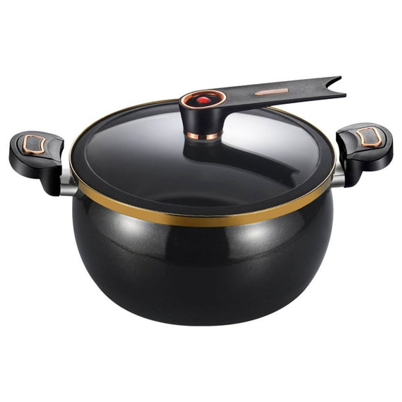 Maplenight 8QT Stovetop Pressure Cooker - Fast Heating, Non-Stick & Induction Ready Pressure Cooker with Secure Lock Handles Black