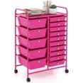 thumbnail image 1 of 15-Drawer Rolling Storage Cart, Multipurpose Movable Organizer Cart, Utility Cart for Home, Office, School, Hot Pink, 1 of 9