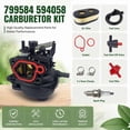 thumbnail image 3 of 799584 594058 Carburetor Kit Spark Plug & Air Filter Assembly Compatible with B&S Carb 594057 592361 594529 Troy Bilt TB110 TB200 103M02 09P702 9P702 550EX 625EX 675EX 725 lc121p 163cc, 3 of 6