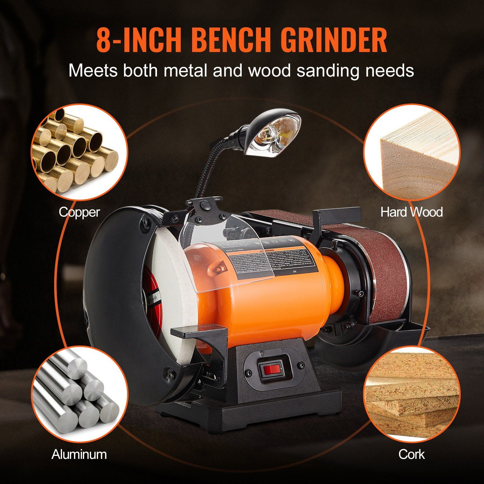Heavy-Duty 8" Bench Grinder & 2x28" Belt Sander Combo – 2.5A Motor for Metal Grinding & Polishing