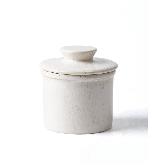 XELA Butter Crock, Ceramic Butter Dish with Lid Keep Butter Spreadable, Speckled White