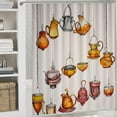 thumbnail image 5 of Modern Teacups 4 Pcs Shower Curtain Sets with Non-Slip Rugs Toilet Lid Cover and Bath Mat, Modern Simple Luxury Cup Bathroom Decor Set Waterproof Shower Curtains with 12 Hooks, 5 of 8