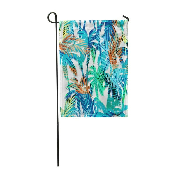 POGLIP Hawaii Tropical Summer Palm Pattern Surfing Abstract Beach City Garden Flag Decorative Flag House Banner 28x40 inch