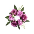 thumbnail image 2 of Mecorevxz Valentines Day 20cm Silk Rose Wreath Party Gathering Wedding Candlestick and Candle Decor Valentines Ambiance Enhancer(Purple), 2 of 7