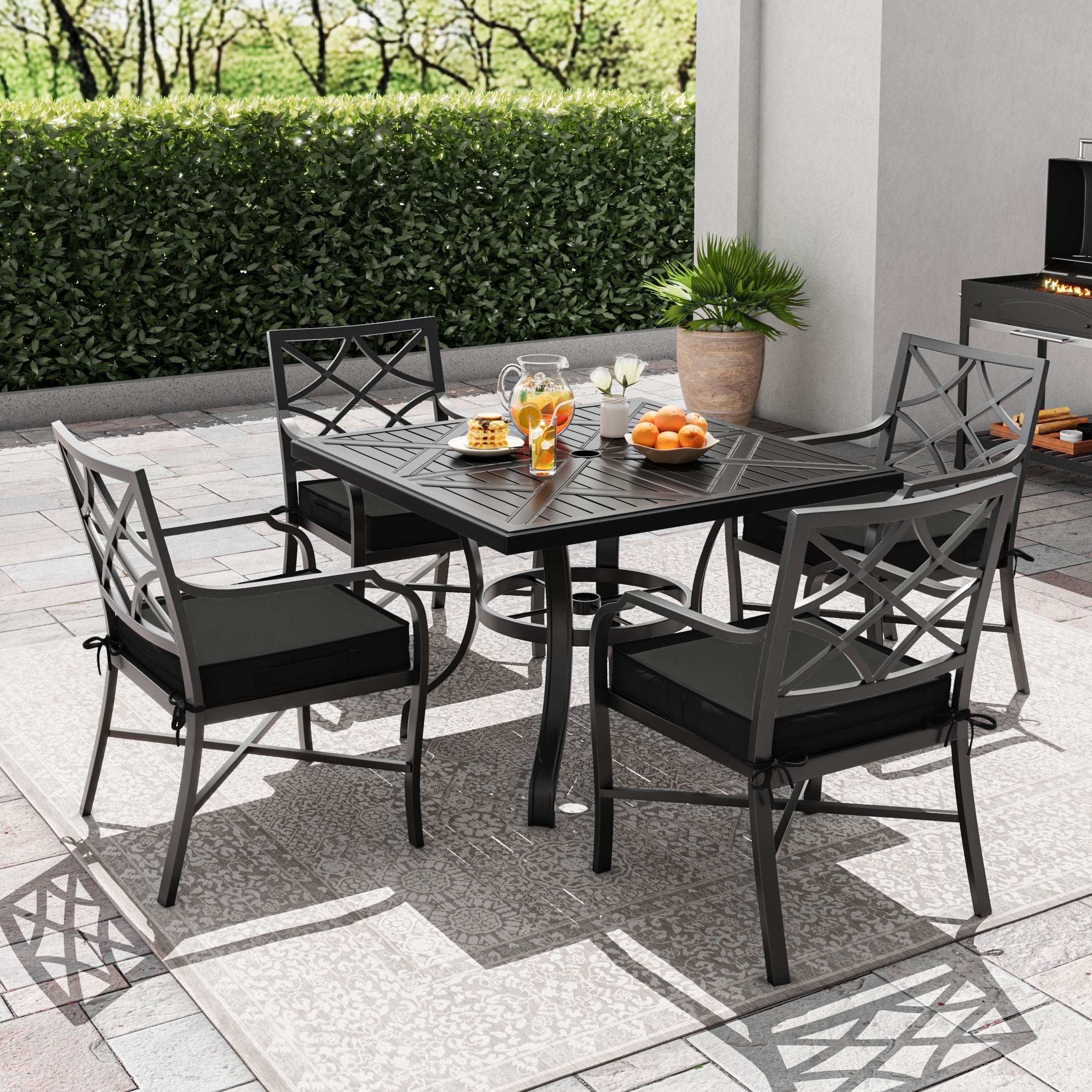 Kimunuk Outdoor Chair Cushions set of 2, 22" x 22" Zipped Waterproof Outdoor Seat Cushions Couch Pads with Ties for Patio Furniture, Black