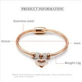 thumbnail image 2 of Stainless Steel Heart Charm Cubic Zircon Anniversary Valentine Bangle Bracelet, 2 of 4