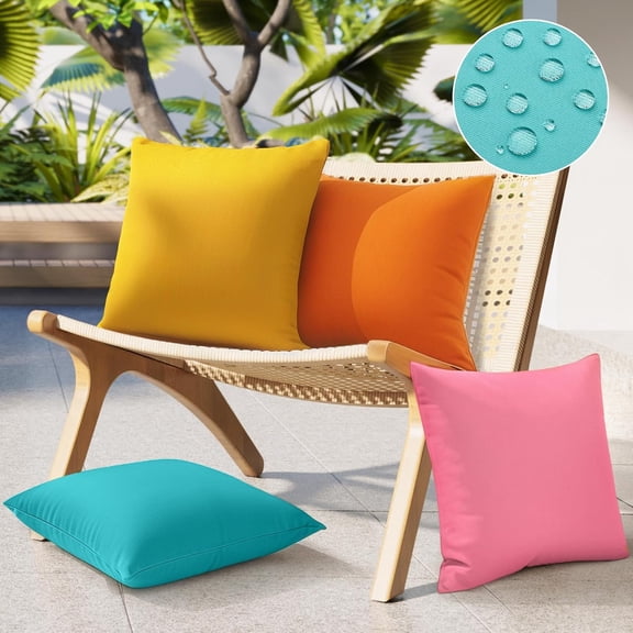 Lksixu Outdoor Waterproof Pillow Covers, 18x18 Inch Solid Color Throw Pillow Covers, Decorative Square Cushion Cases Farmhouse Pillowcase for Tent Couch Balcony Sunbrella and Patio Furniture