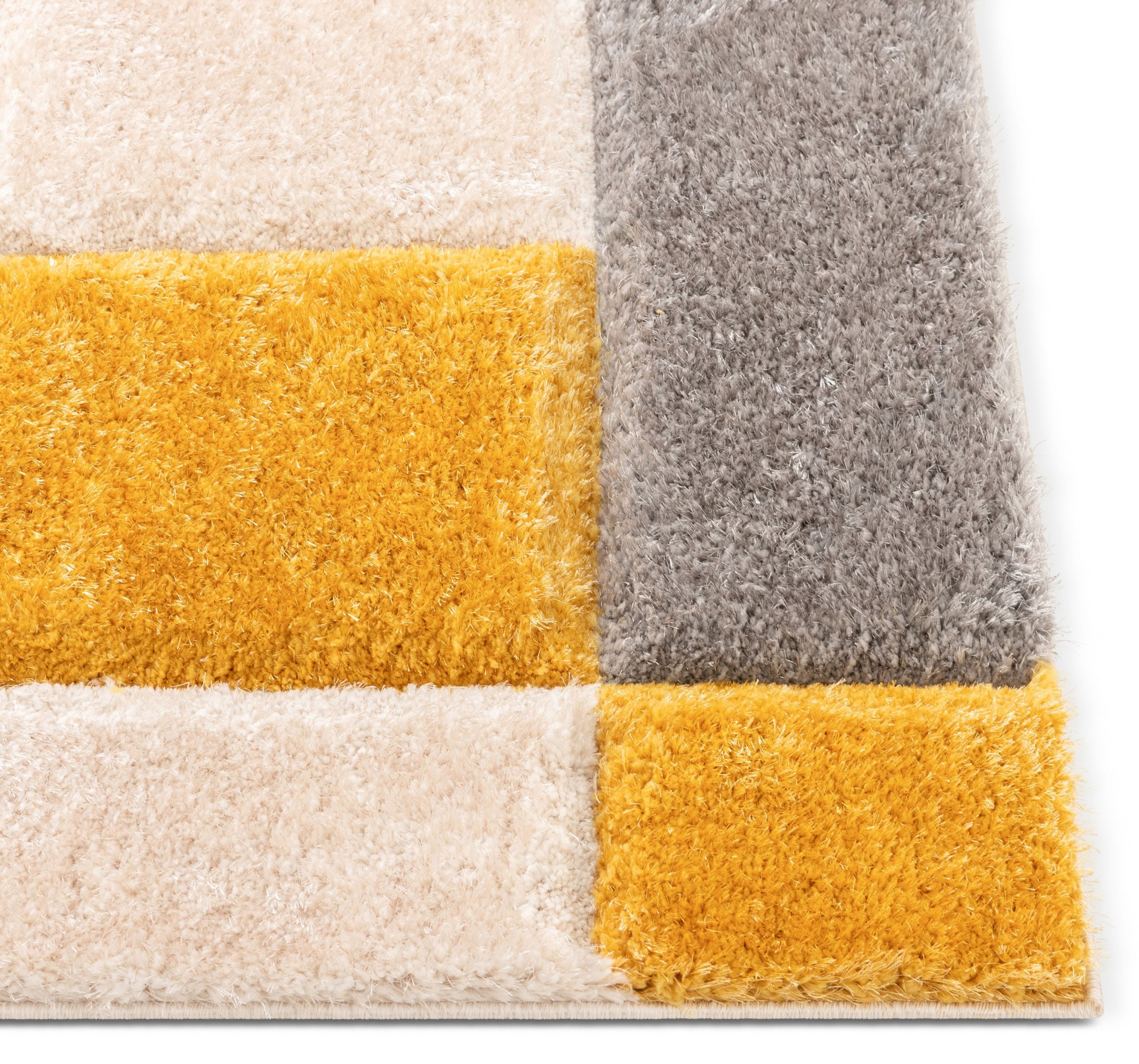 Well Woven San Francisco Escondido Yellow Modern Geometric Squares 2'7" x 9'10" Runner Area Rug