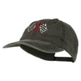 thumbnail image 2 of Checkered Racing Flag Embroidered Washed Cap - Black OSFM, 2 of 5