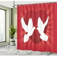 thumbnail image 5 of Ambesonne Love Shower Curtain, Doves Peace Symbol Romantic, 69"Wx70"L, White and Vermilion, 5 of 5