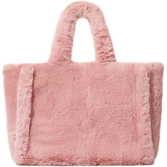 HMSHA Tote Bags for Women Fashionable Faux Fur Large Tote Handbag Shoulder Bag for Travel School Work