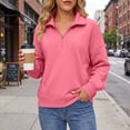 thumbnail image 4 of Jsaierl Quarter Zip Sweatshirts for Women Fall Solid Color V Neck Sweatshirt Lightweight Loose Fit Pullover Cotton Working Out Long Sleeve Tops, 4 of 9