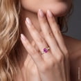 thumbnail image 5 of Gem Stone King 1.73 Cttw 2 Tone 10K Yellow Gold and 925 Sterling Silver Pink Created Sapphire and White Lab Grown Diamond Engagement Ring for Women | Oval 8X6MM | Available in Size 5,6,7,8,9, 5 of 7
