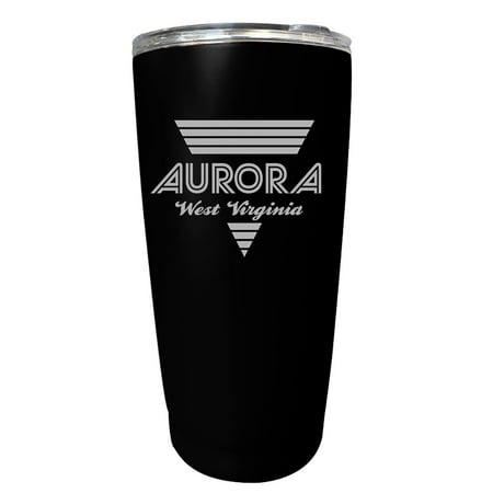

Aurora West Virginia Souvenir 16 oz Black Stainless Steel Tumbler Retro Design