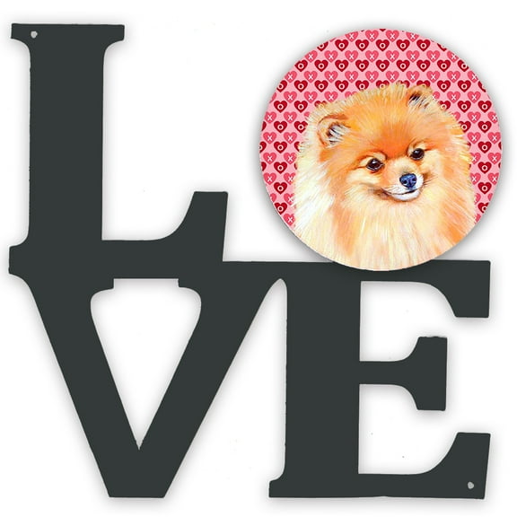 Pomeranian Hearts Love and Valentines Day Portrait Metal Wall Artwork LOVE