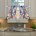 thumbnail image 2 of Yayeee Kitchen Curtains Tier Pair Light Filtering 27"x24" Rod Pocket Short Cafe Window Panel, Musical Pattern, 2 of 7