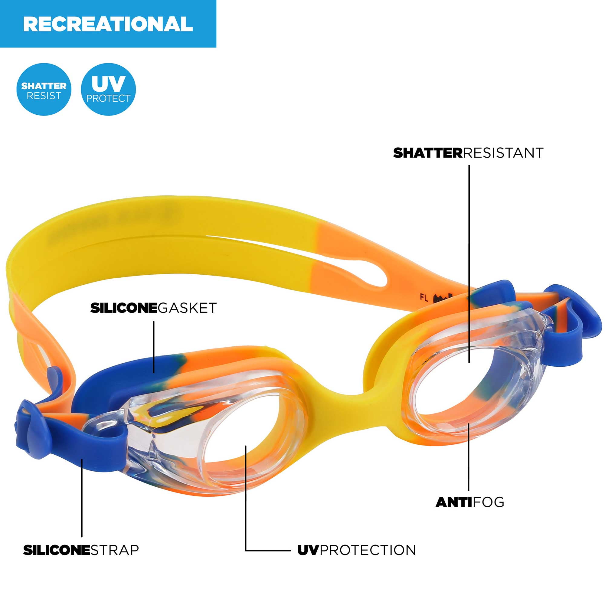 U.S. Divers Splash Kid Swim Goggles for Kids Shatterresistant