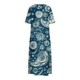 thumbnail image 5 of Roncen Floral Maxi Dress - V-Neck Short Sleeve with Side Slits for Beach & Daily Wear, 5 of 6