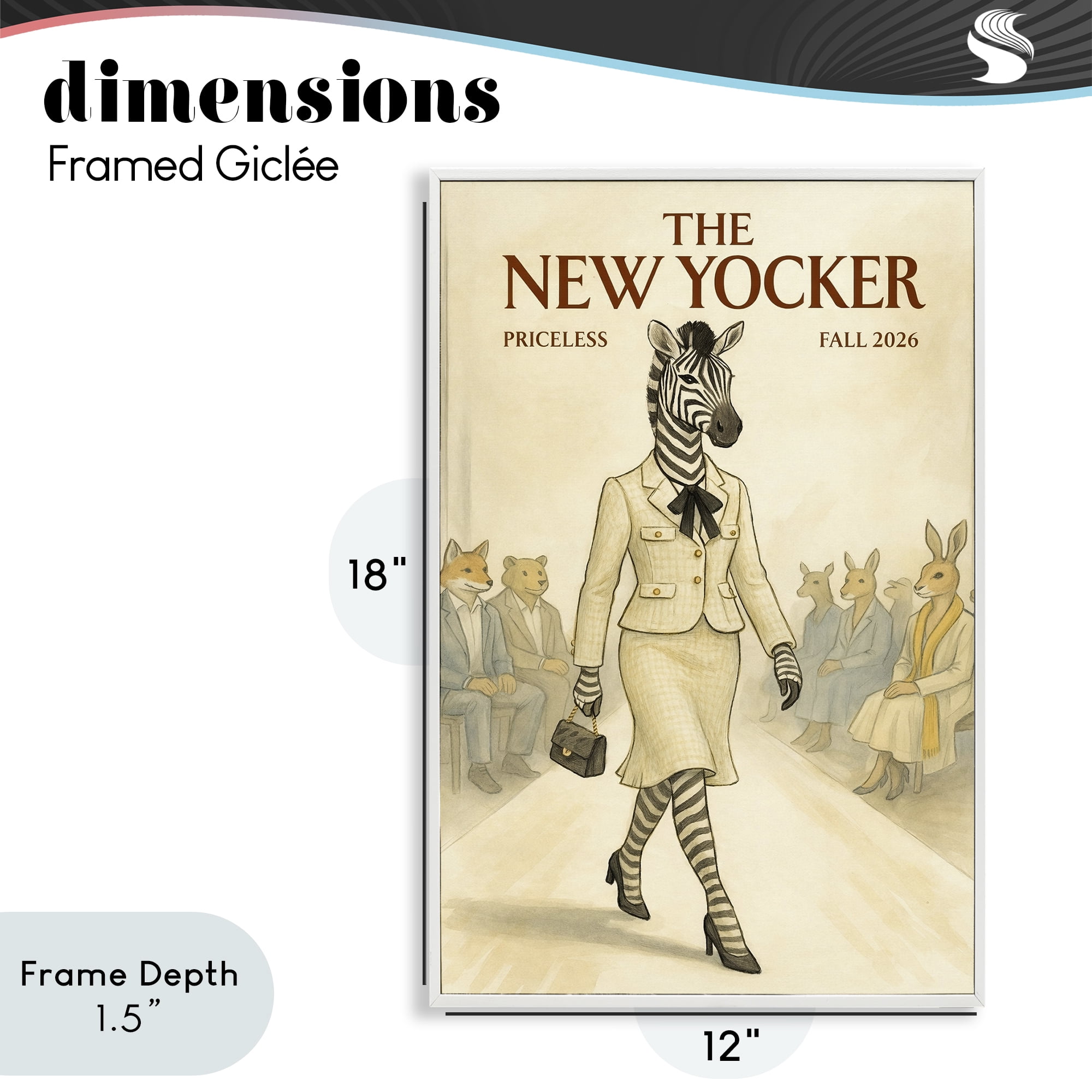 Stupell Industries New Yocker Zebra Model White Framed Giclee Art, design by Grotto Studios