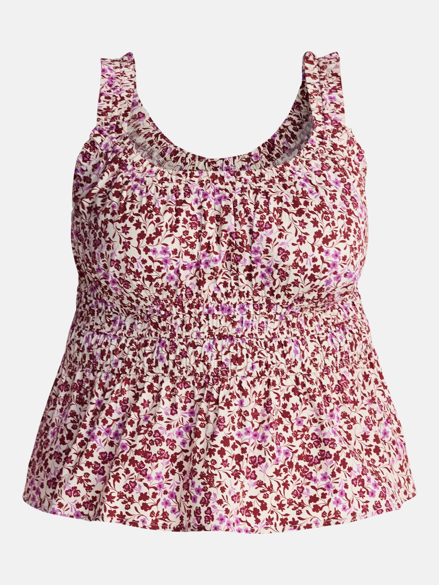 Terra & Sky Women’s Plus Sleeveless Smocked Peplum Tank Top, Sizes 0X-5X