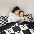 thumbnail image 4 of Homewish Cartoon Bowknot Child Twin Bedding Sets 7-Piece, Black White Checkered Bedding Comforter Set, Chic Buffalo Plaid Reversible Sheet Sets, Lightweight Room Decor, 4 of 7