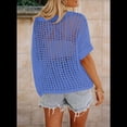 thumbnail image 3 of Top de Punto Calado de Corta con Cuello Redondo de Verano para Mujer, Azul M, 3 of 4