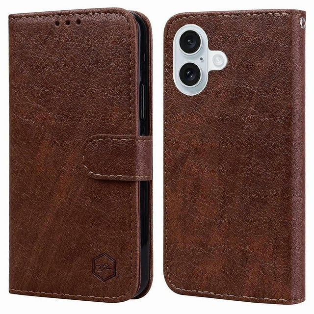 For iPhone 16 Plus Case Solid Color Leather Folding Stand Wallet Leather Phone Cover - Champagne