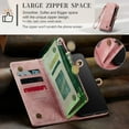 thumbnail image 4 of Feishell Durable 2-In-1 Magnetic Detachable Wallet Case for Samsung Galaxy S22,for Women Men,Premium PU Leather Zipper Pocket Flip Multi Card Slots Purse Phone Case with Wrist Strap,Pink, 4 of 9