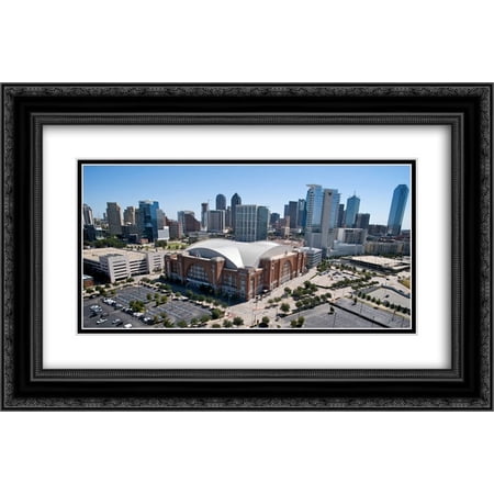 American Airlines Center 2x Matted 24x16 Black Ornate Framed Art Print from the Stadium Series