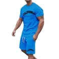 thumbnail image 5 of Afdoent Mens Two Piece Outfits Men's Large Summer Short Sleeved T Shirt And Shorts Suit Men's Casual Fashion Theme Suit Basic Retro Street Wear Summer Beach Vacation Outfits, 5 of 5