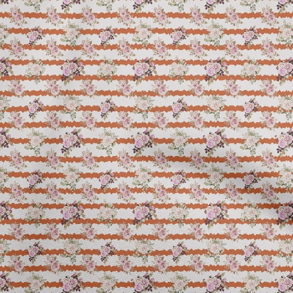 oneOone Polyester Spandex Orange Fabric Watercolor Floral Craft Projects Decor Fabric Printed By The Yard 56 Inch Wide