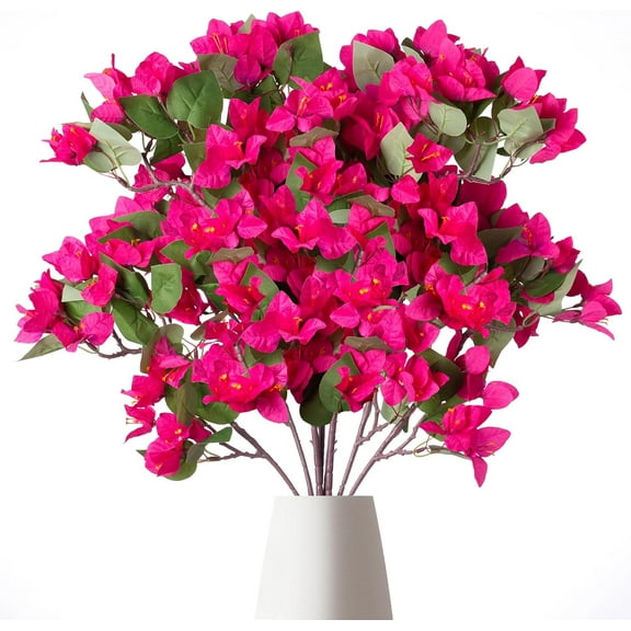 Bougainvillea Artificial Flowers, Faux Bougainvillea Flowers Bulk Bouquest for Vase, Fake Silk Floral 37.4 inches Long Stems for Wedding, Indoor, Outdoor Decoration (4PCS, Hot Pink)