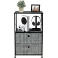 thumbnail image 4 of Sorbus Nightstand 2-Drawer Shelf Storage - Bedside Furniture & Accent End Table Chest for Home, Bedroom, Office, College Dorm, Steel Frame, Wood Top, Easy Pull Fabric Bins, 4 of 6