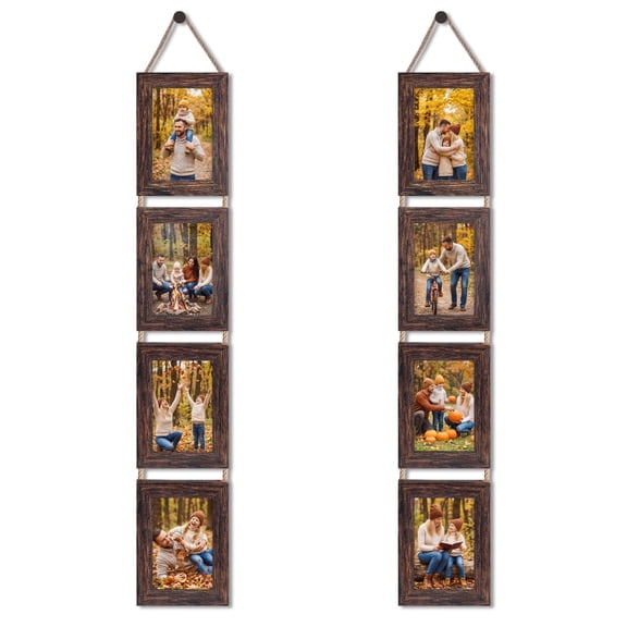 4x6 Collage Picture Frames, Dark Brown Wall Hanging Photo Frames Set of 2