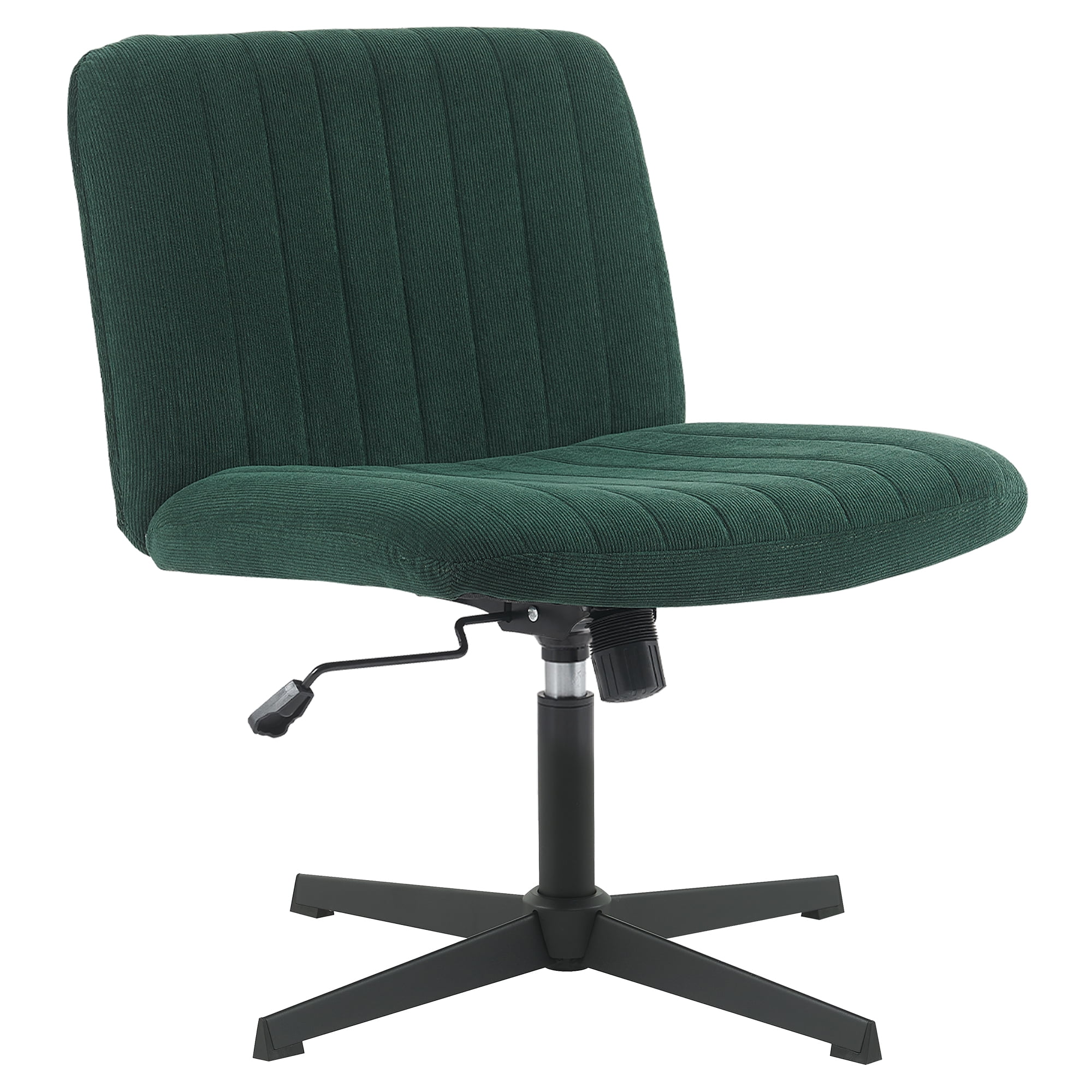 EYYTHUNG Armless Velvet Mid-Back Office Chair, Adjustable Seat and Cushion, Dark Green (Set of 1)