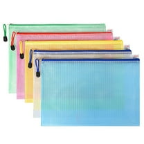 LKWLPD A4 Mesh Zipper Pouch Bags 5 Pack Student Stationery Mesh Bags with Zipper Waterproof Pencil Case Transparent Information Bag Clear Storage Bags for Classroom, Travel, Office