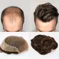 thumbnail image 7 of Toupee for Men French Lace & PU Base Men's Toupee 6" Human Hair System Unit Toupee 30 Wave Wig Medium Density Durable Male Hair Prosthesis, 7 of 7