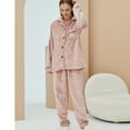 thumbnail image 4 of Homgro Women's Fuzzy Fleece Pajama Set Ladies 2 Piece Cozy Pjs Winter Warm Thermal Loose Baggy Soft Plush Lounge Set Fluffy Loungewear Button Down Long Sleeve Shirt Pants Set Pink 3X-Large, 4 of 5