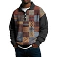 thumbnail image 4 of Nokdvo Chandails en Molleton pour Hommes Légers à Col Rabattu Boutons Color Block Automne Hiver Décontracté Col Rabattu Manches Longues Chandail-Over, Café 4TG, 4 of 4