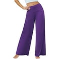thumbnail image 3 of Women's Stretchy Wide Leg Palazzo Lounge Pants Casual Comfy High Waist Palazzo Pants, 3 of 11