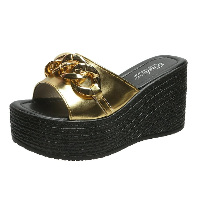 Ladies gold top wedge sandals uk