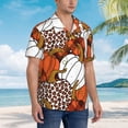 thumbnail image 3 of Kll Men'S Hawaiian Shirt Short Sleeve Button Down Beach Shirts-Various Pumpkins Leopard Orange White, 3 of 7