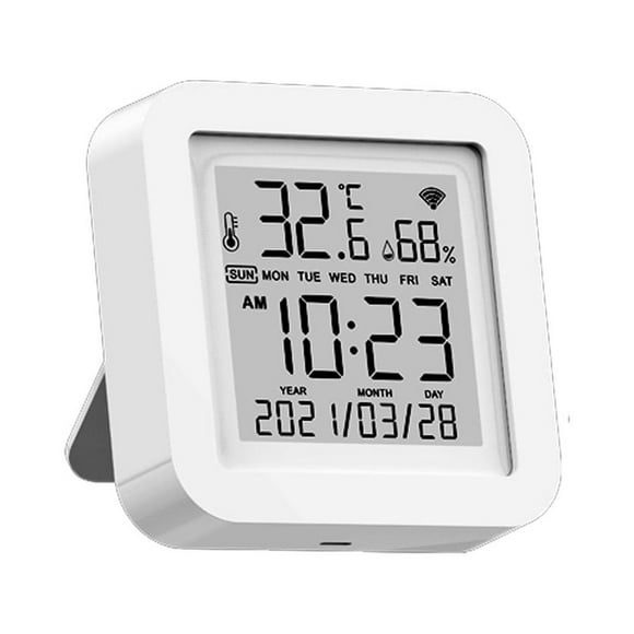 Graflsoa Smart WiFi LCD Display with USB Power, Alexa & Google Home Compatible, Temperature & Humidity Sensor with Date/Time Display, ℉/℃ Conversion, Home Automation Integration, No Battery Included