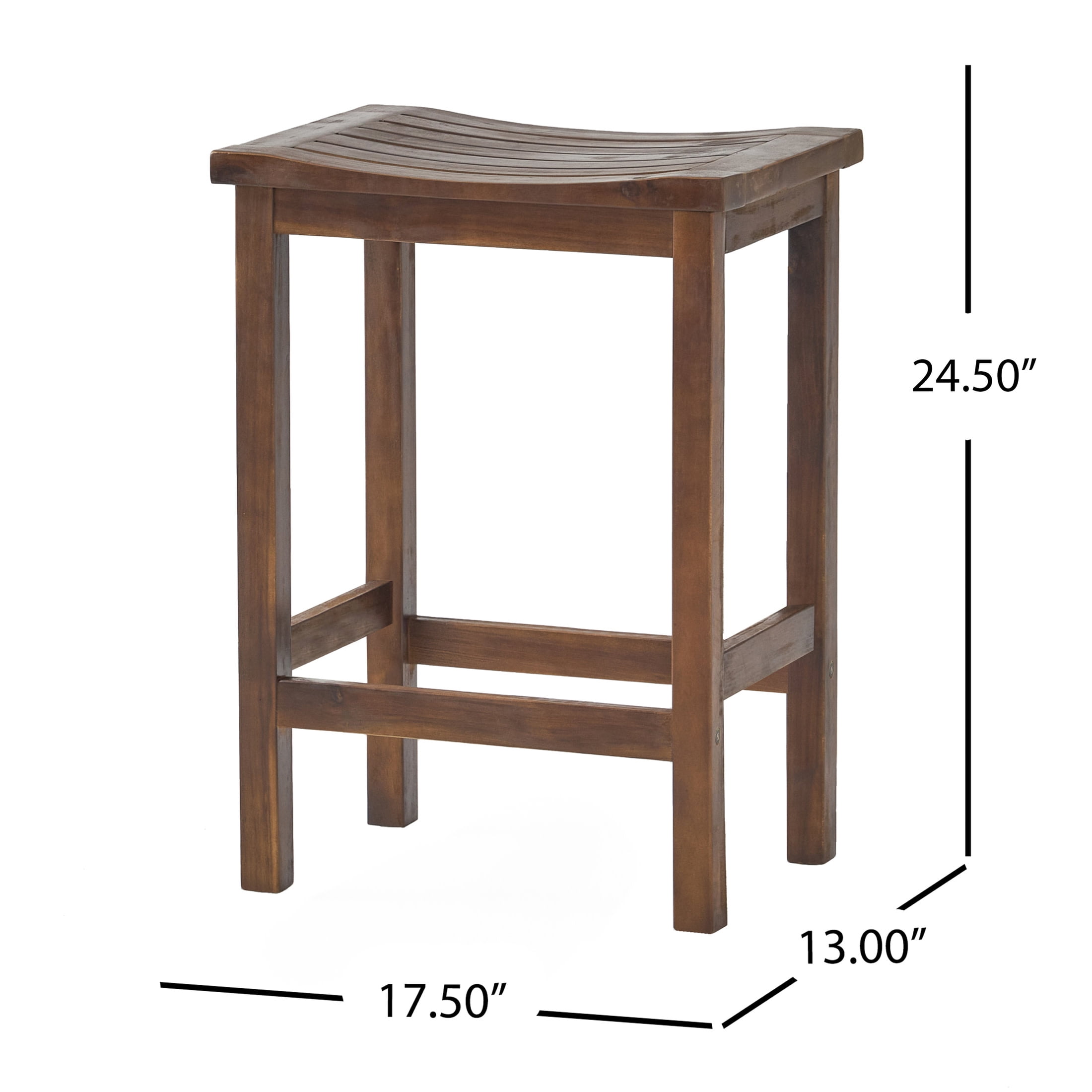Christopher Knight Home 24.5" Outdoor Acacia Wood Backless Counter Height Bar Stools, Mahogany Brown, Set of 2
