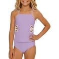 thumbnail image 2 of Little Girls Tankini Set Bathing Suit Solid Color Sleeveless Swimsuit Upf 50+ Print Two Piece With Briefs For Beach Pool, 2 of 9